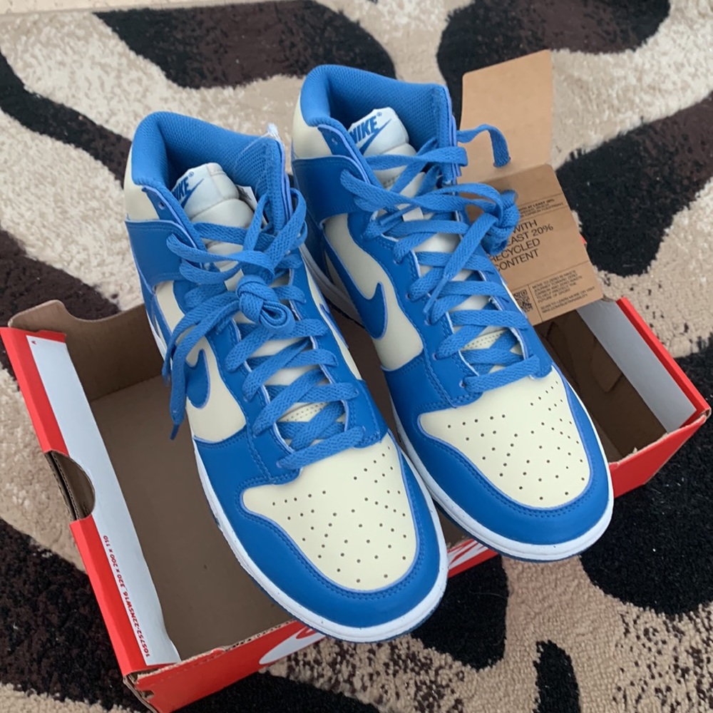 Nike Blue and Cream High-Top Sneakers